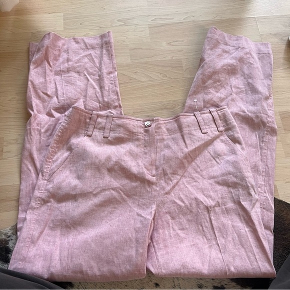 St. John Sport Fashion Fit Red Linen Blend‎ Wide Leg Dress Pants Size 10 - Picture 1 of 8